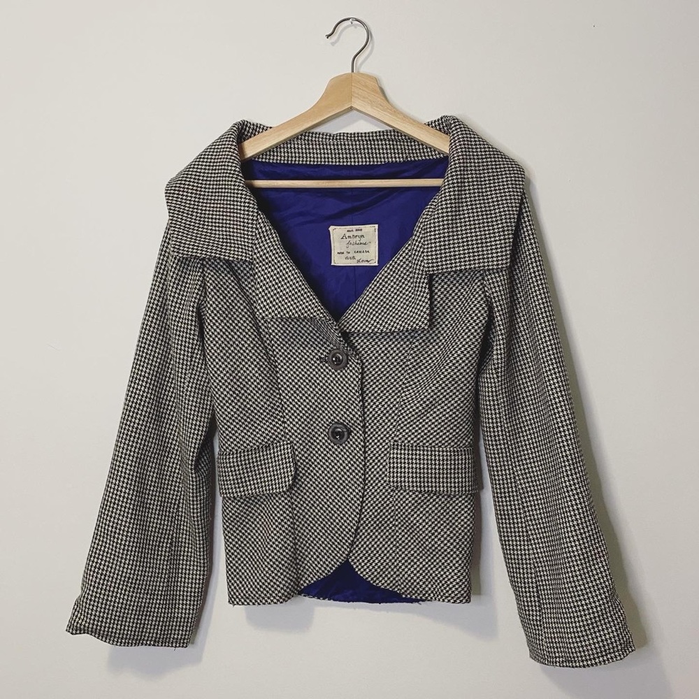 Vintage Retro Amaryn Fashions Off Shoulder Houndstooth Blazer Size S